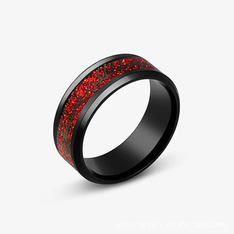 Stainless Steel Inlay Red Carbon Fibre Rings For Men Tungsten Black Wedding Viking Dragon Rings Accessories Anillo Hombre