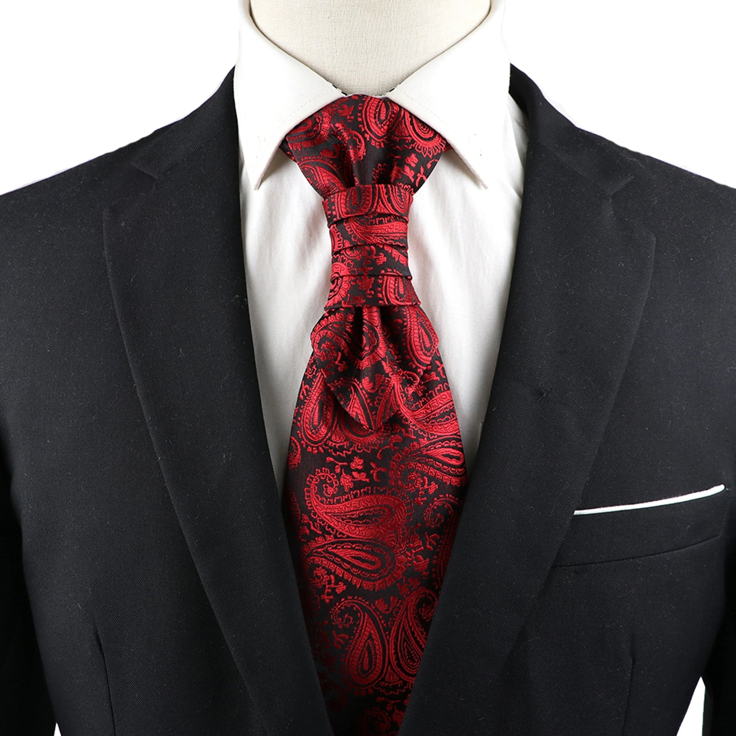 Luxury Men‘s Paisley Tie Red Black Blue Tuxedo Vest Ascots Neck Tie Tied Knot For Business Wedding Party Gentleman Accessories