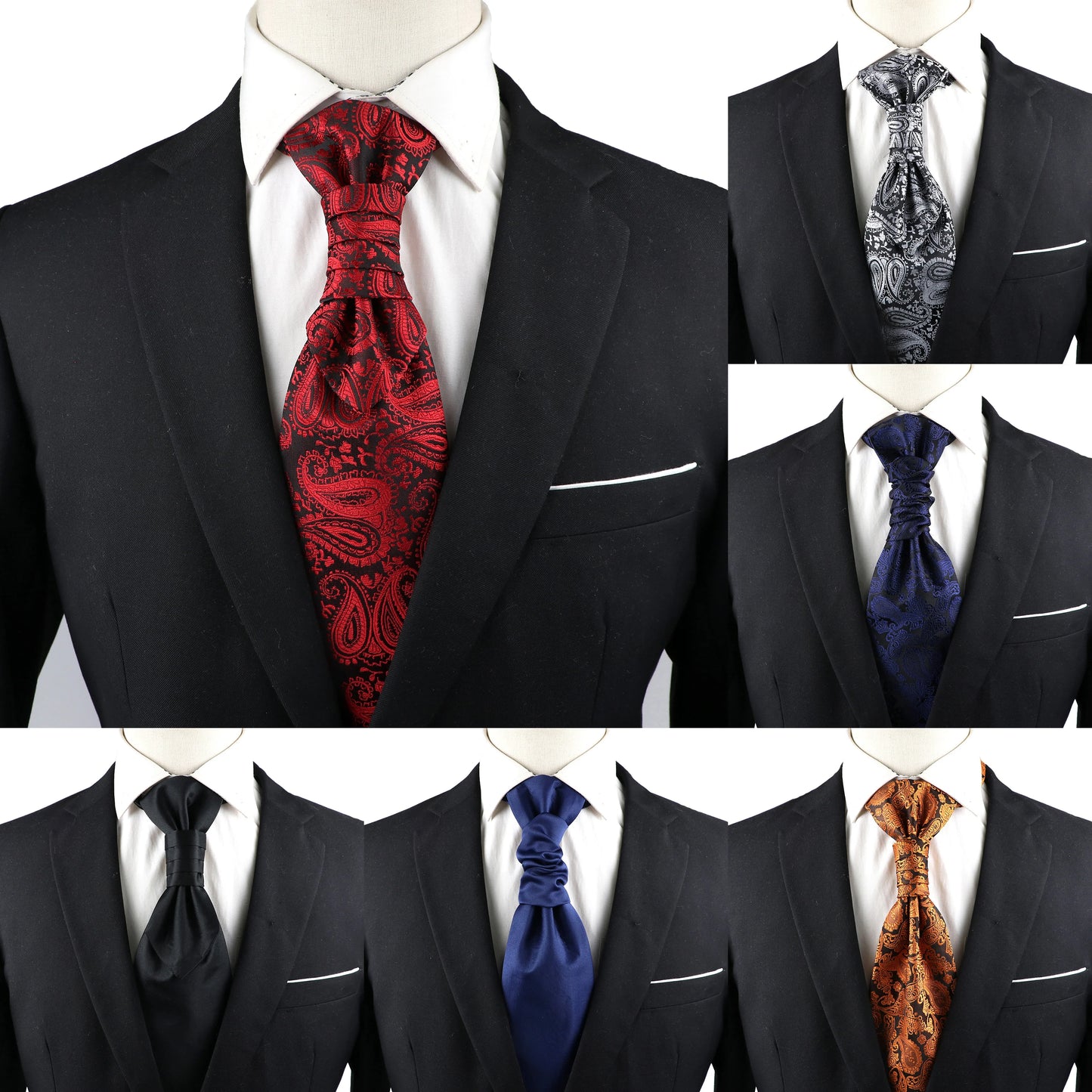 Luxury Men‘s Paisley Tie Red Black Blue Tuxedo Vest Ascots Neck Tie Tied Knot For Business Wedding Party Gentleman Accessories