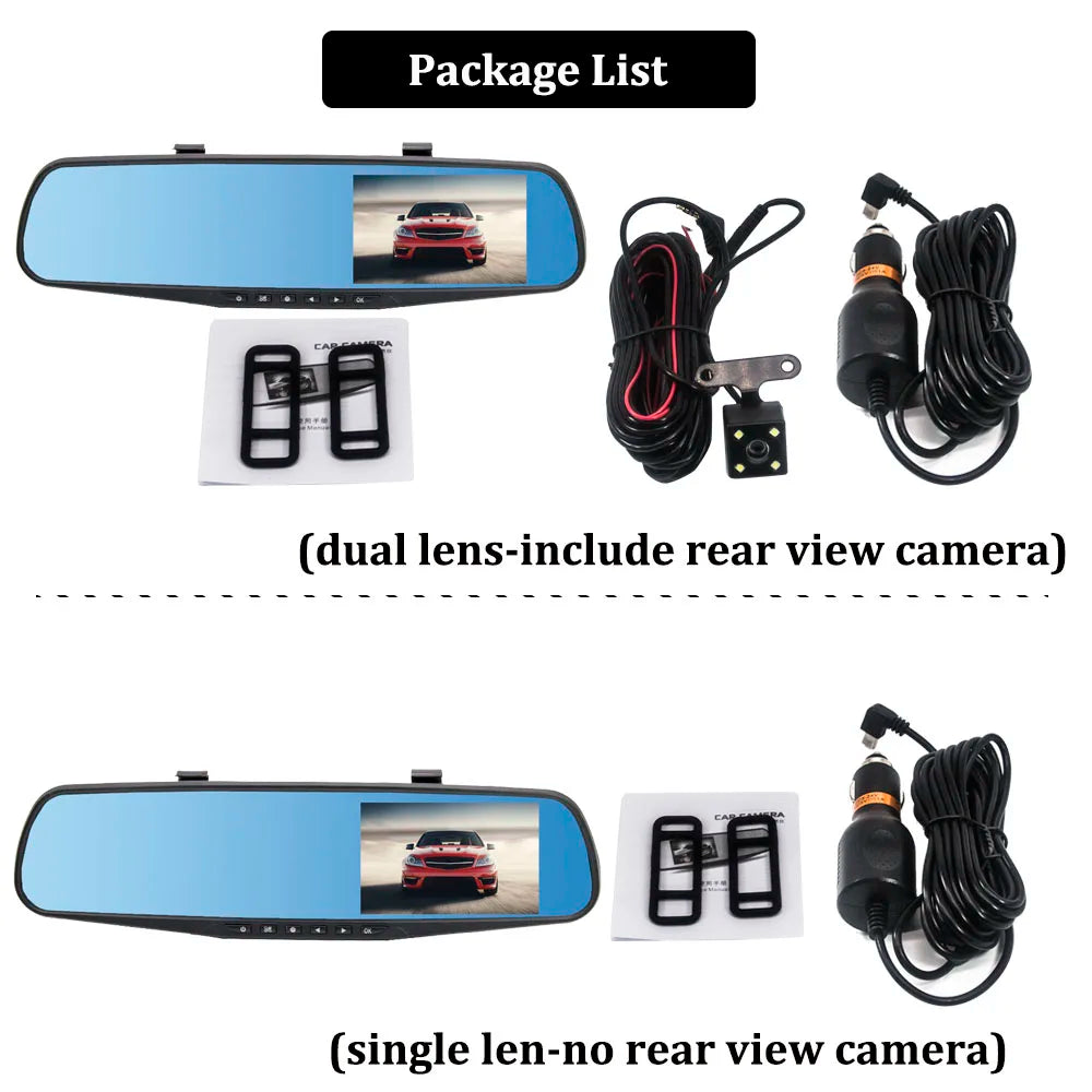 HGDO Rear View Mirror Recorder 3 in 1 Dash Cam  Anti glare Blue Mirror Car Dvr FHD 1080P Video Camera retrovisor con camara