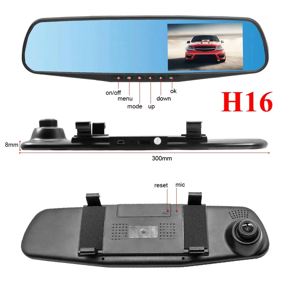 HGDO Rear View Mirror Recorder 3 in 1 Dash Cam  Anti glare Blue Mirror Car Dvr FHD 1080P Video Camera retrovisor con camara