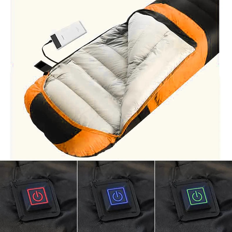 Electric Heated Sleeping Bag For Adults Heating Pad Waterproof Winter Warm Heating Cushion Outdoor Camping Travel Hiking 3-Level