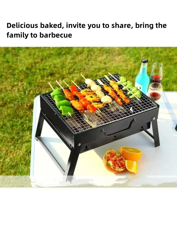 1Pcs Folding Portable Barbecue Charcoal Grill Stainless Steel Small Mini BBQ Tool Kits for Outdoor Cooking Camping Picnics Beach