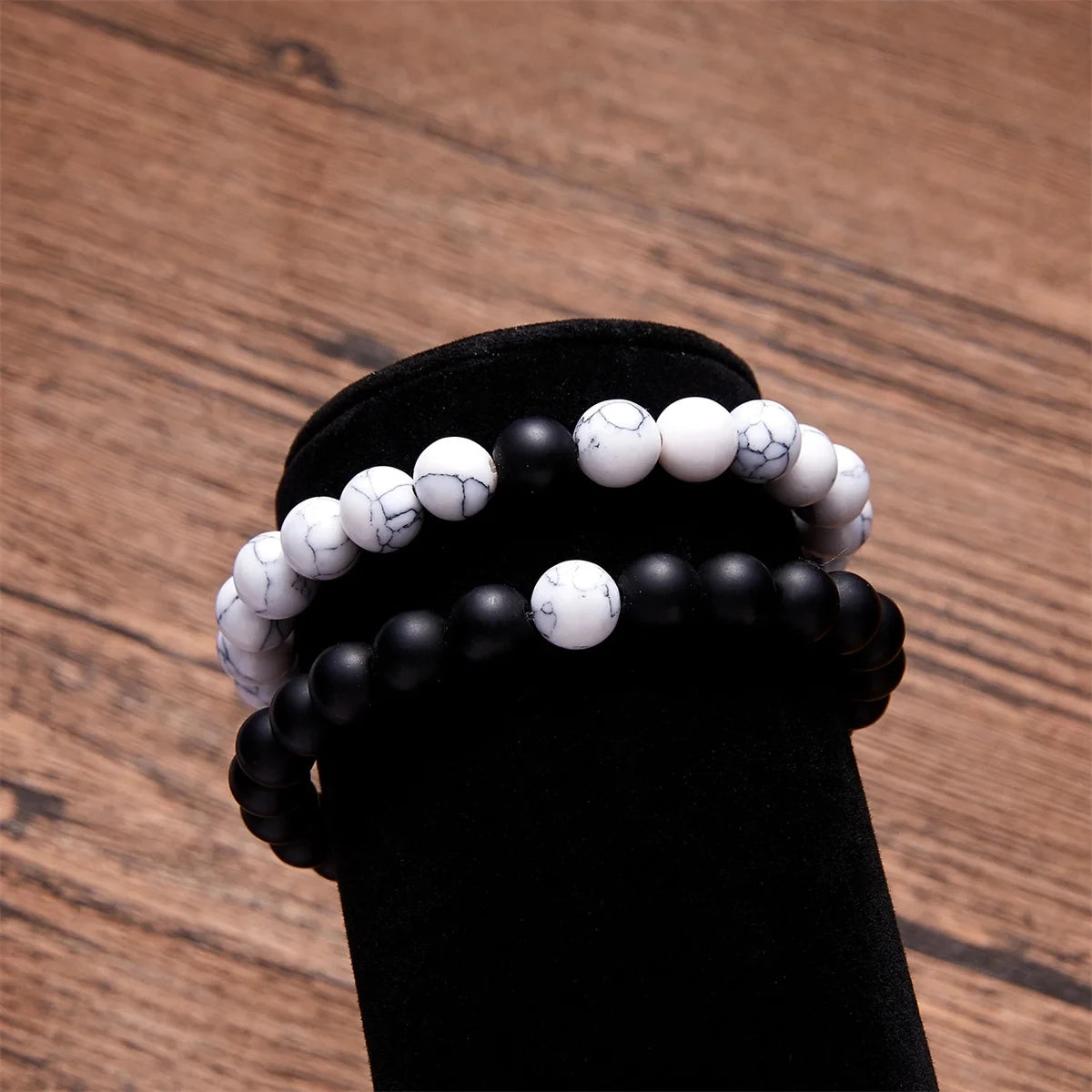 Natural Stone Beaded Bracelets Set For Couples Men Women Distance Black Matte White Turquoise Lava Stone Yoga Bead Bracelet