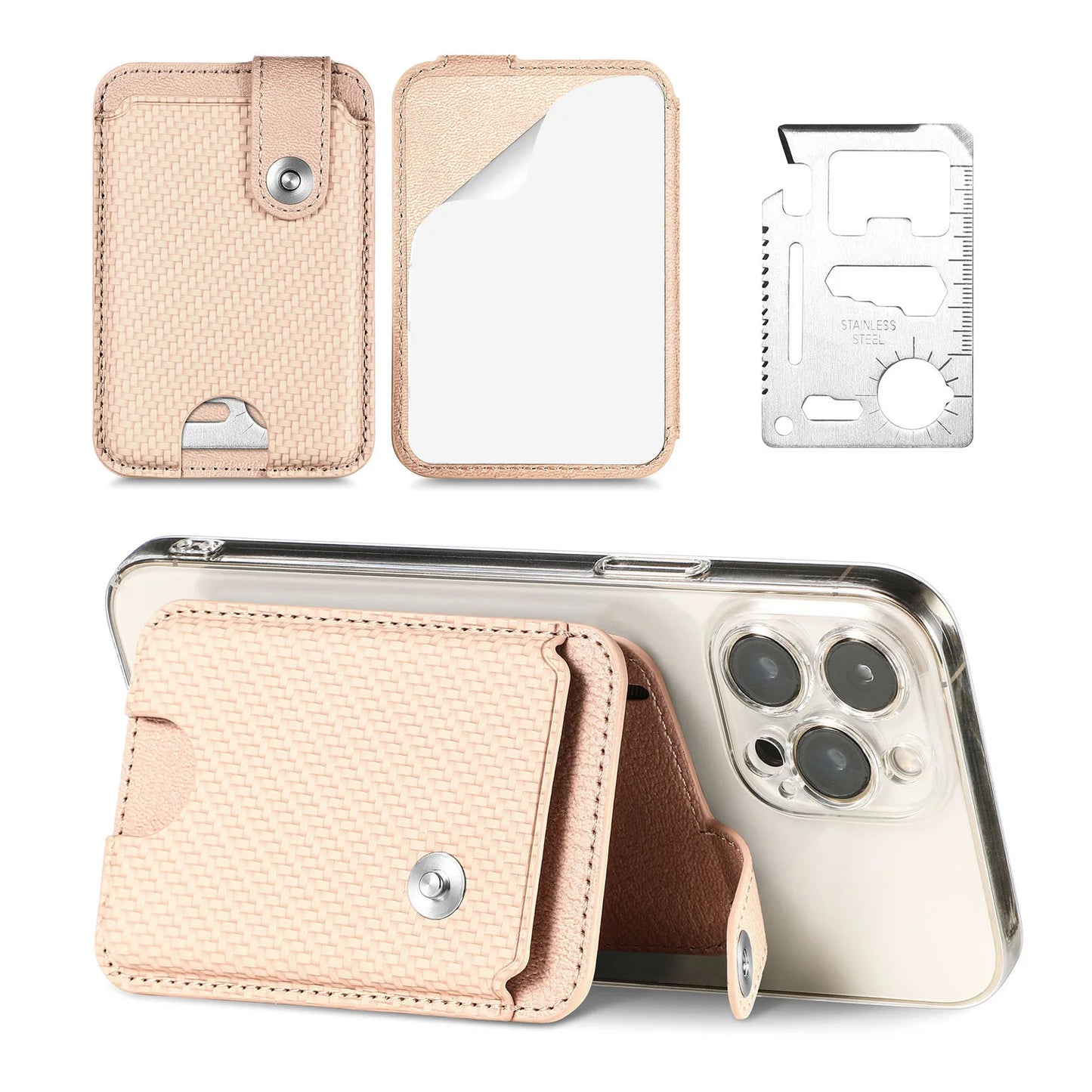 Fashion Phone Card Holder 2 Folded Cell Phone Wallet Sticker Phone Mount Wallets For Women Men