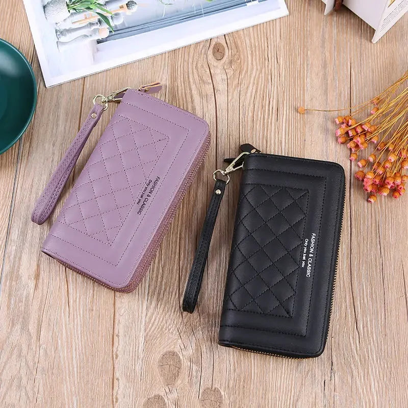 Women Long Wallet Fashion Zipper High Capacity Coin Purse Wallets Double Zipper Pu Leather Clutch Luxury Money Phone Bag