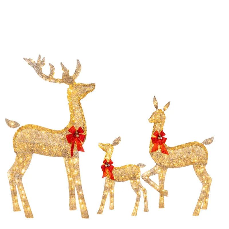 1-3Pcs Acrylic Elk Deer LED Light Reindeer Family Decor Lighted Deer Christmas Decor Bucks Light Up Indoor Outdoor Garden Yard