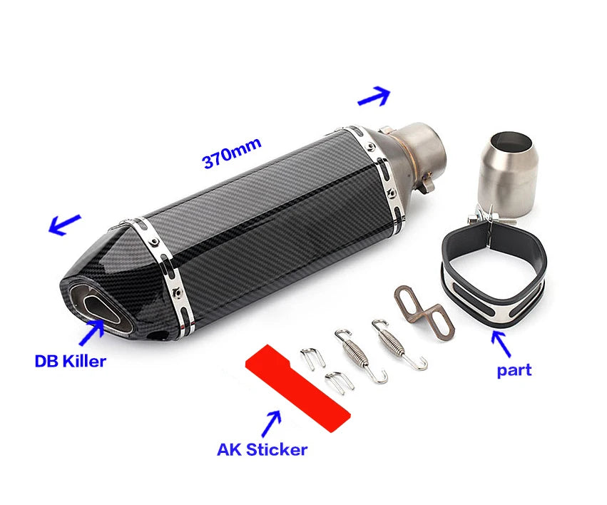 51mm Motorcycle Muffler Ak Exhaust Escape End Tail Silencer Pipe Pot DB Killer for CB400 Ninja250 MT09 Z800 R3 R25 MT07 z250