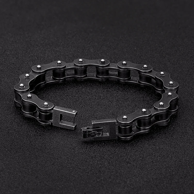 MKENDN Locomotive Men Punk Rock Bicycle Chain Bracelet Stainless Steel Mountain Bike Chain Accessory Male Gifts