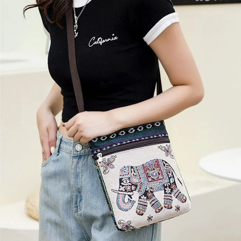 Women's Canvas Handbags Hot Sale Casual Shoulder Bag Owl Embroidered Ethnic Bag Vintage Messenger Bag Ladies Shoulder Bag