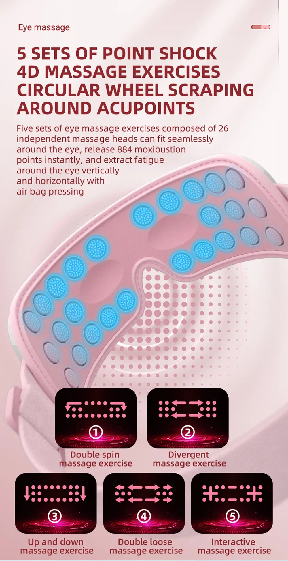 Electric Eye Massager With Heat Vibration Bluetooth Music Massage Air Bag Pressure Relax Eye Care Relief Fatigue Improve Sleep