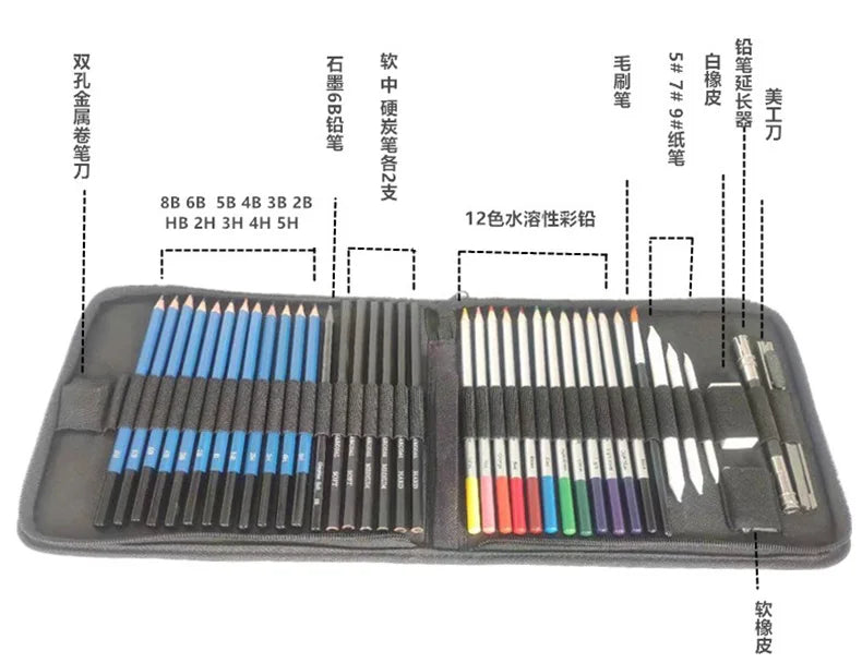 144/96/83/41 τμχ Σετ Μολύβια Χρωματισμού με Αξεσουάρ Τέχνης Ανθεκτικό στο σπάσιμο Μη τοξικό σκίτσο Είδη σχεδίου Σχολική γραφική ύλη