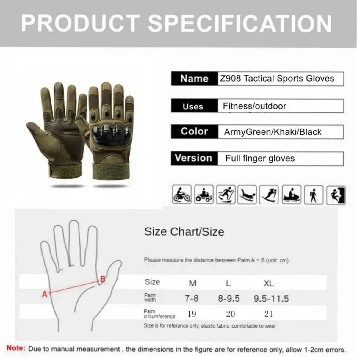 Camping and Hiking rock climbing Tactical Gloves Touch Design Fitness Protection Sports Hunting Full Finger Motorcycle Gloves