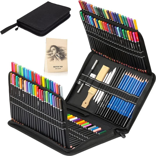 144/96/83/41pcs Coloring Pencils Set with Art Accessories Break-resistant Non-toxic Sketching Drawing Supplies School Stationery