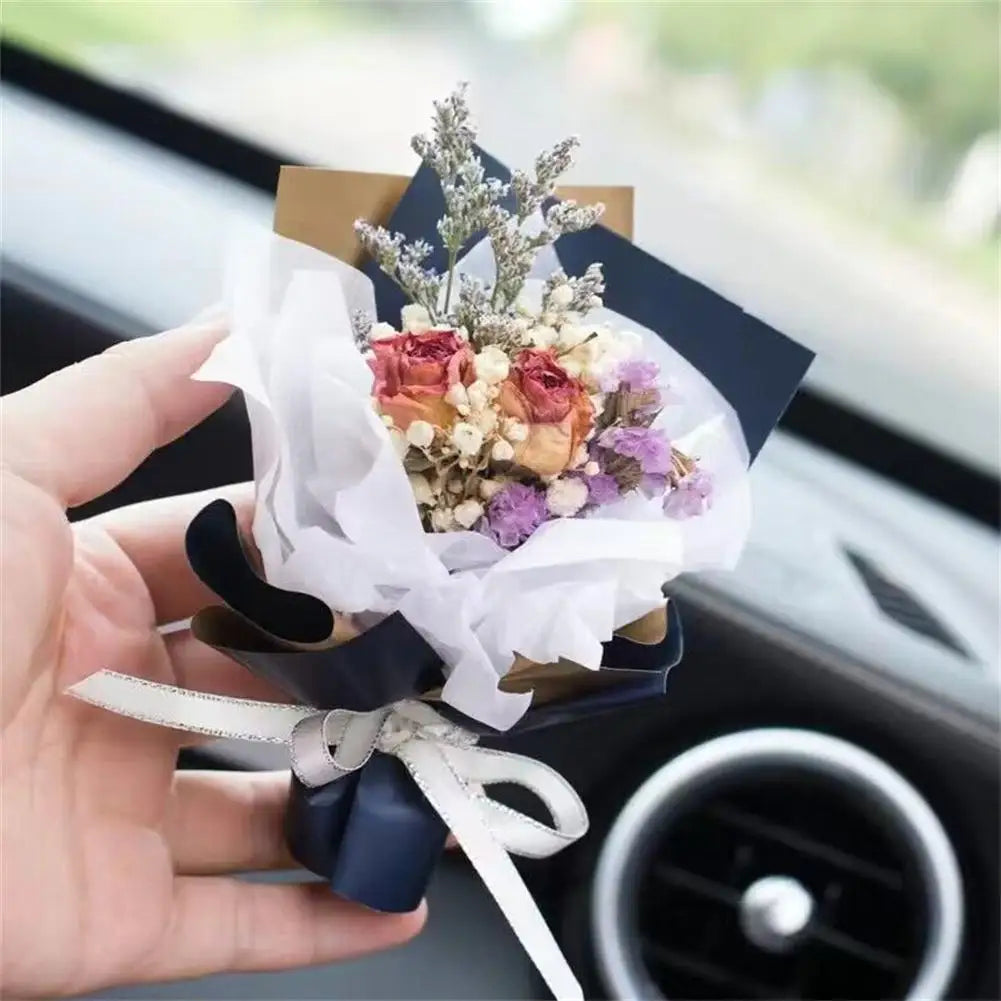 Mini Creativity Dried Flowers Bouquet Car Perfume Air Clip Ornament Bouquet Interior Car Vent Flower Accessories Eternal Q3P7