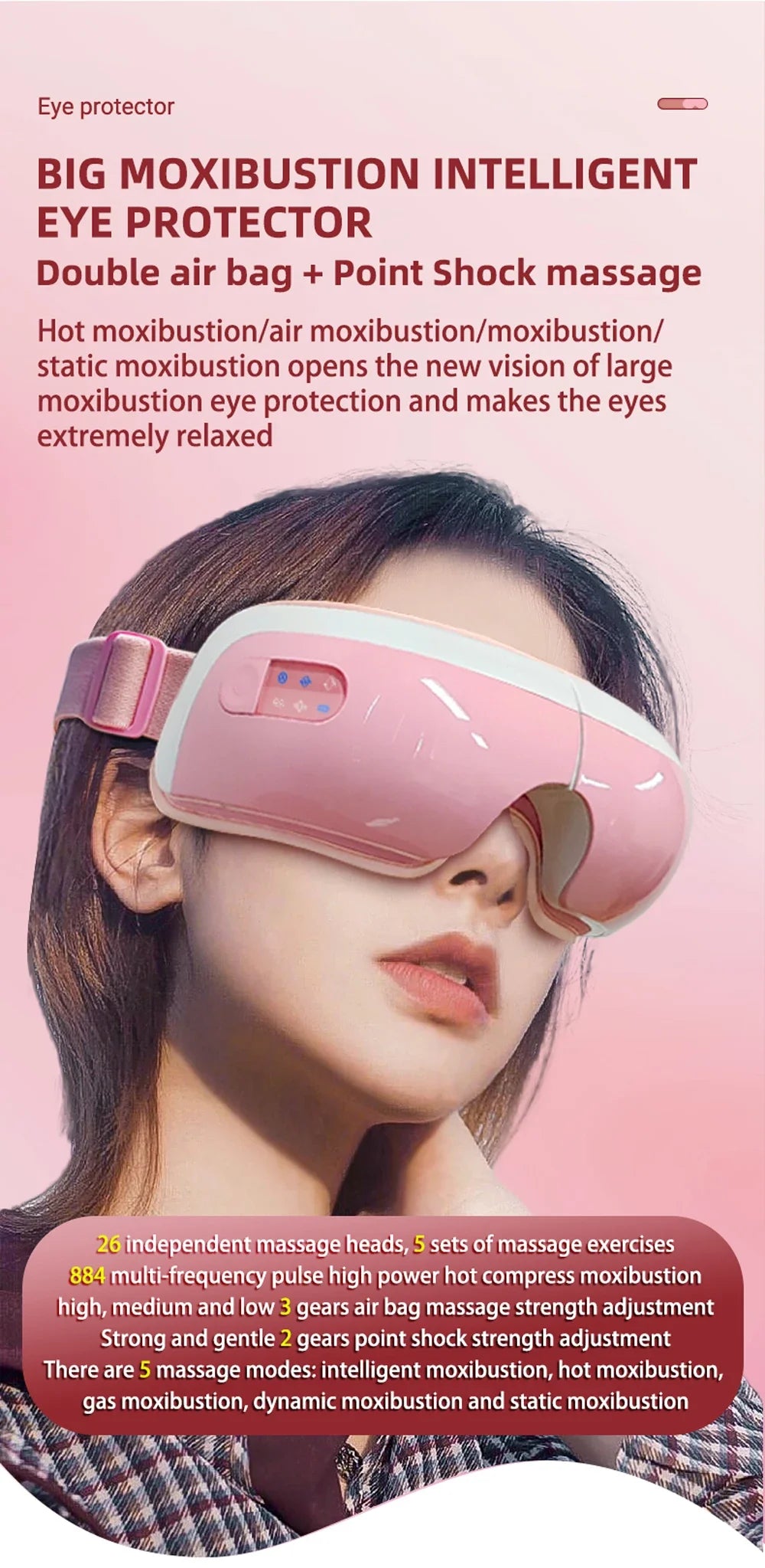 Electric Eye Massager With Heat Vibration Bluetooth Music Massage Air Bag Pressure Relax Eye Care Relief Fatigue Improve Sleep