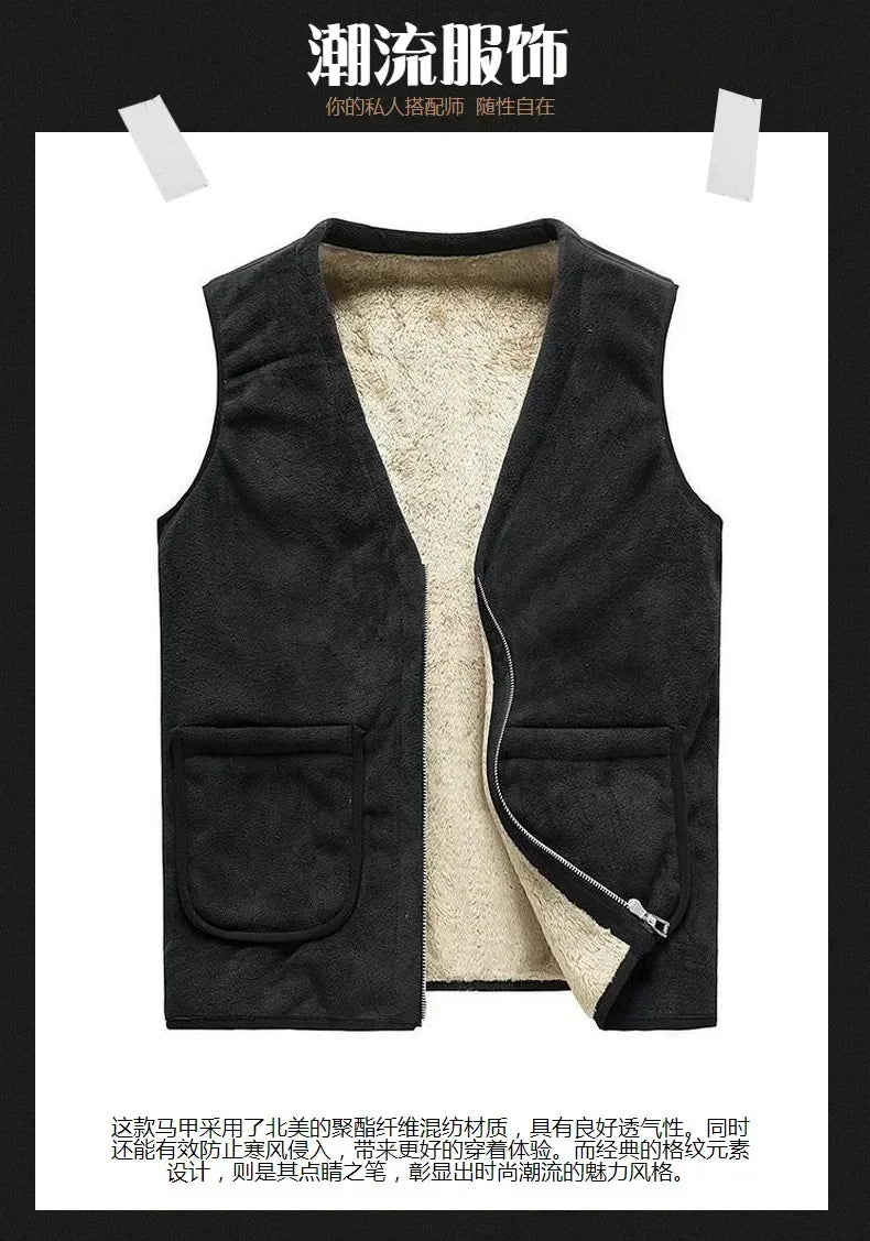 cashmere Mens Jacket Sleeveless Vest Soft Vests Casual Coats Male velvet wool vest Mens Vest Men Thicken Waistcoat Plus size 8XL