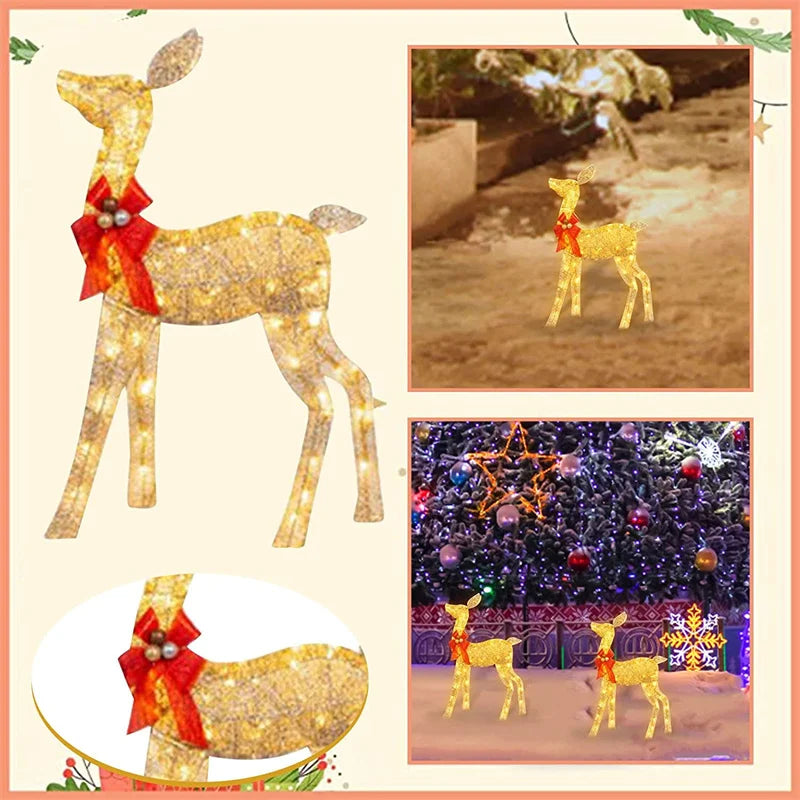 1-3Pcs Acrylic Elk Deer LED Light Reindeer Family Decor Lighted Deer Christmas Decor Bucks Light Up Indoor Outdoor Garden Yard