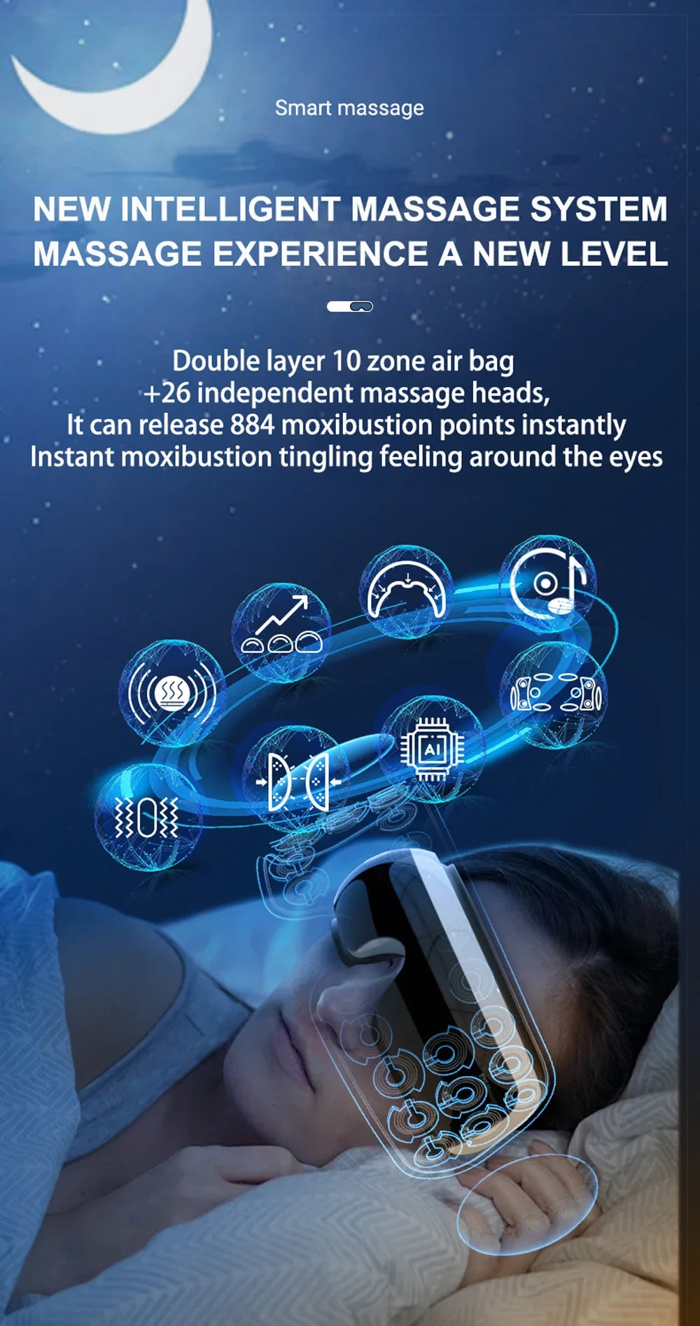 Electric Eye Massager With Heat Vibration Bluetooth Music Massage Air Bag Pressure Relax Eye Care Relief Fatigue Improve Sleep