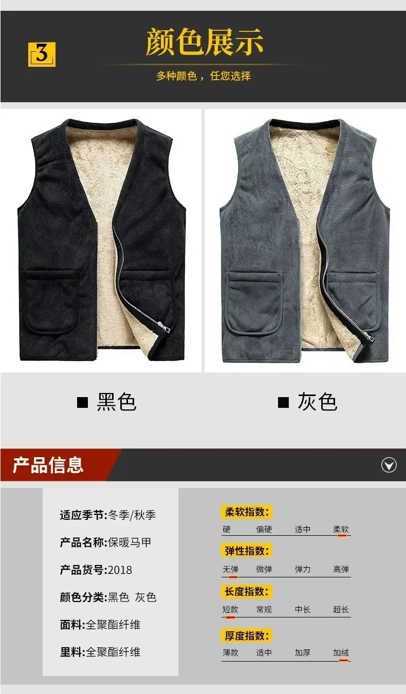 cashmere Mens Jacket Sleeveless Vest Soft Vests Casual Coats Male velvet wool vest Mens Vest Men Thicken Waistcoat Plus size 8XL