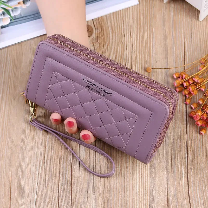 Women Long Wallet Fashion Zipper High Capacity Coin Purse Wallets Double Zipper Pu Leather Clutch Luxury Money Phone Bag