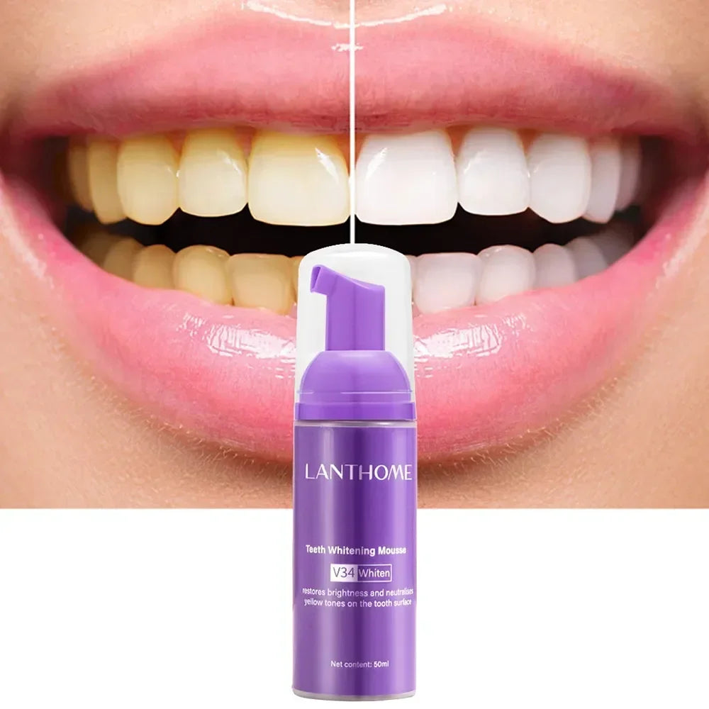 50ml V34 Toothpaste Mousse Teeth Cleaning Whitening Toothpaste Yellow Teeth Removing Tooth Stains Oral Cleaning Hygiene 2024