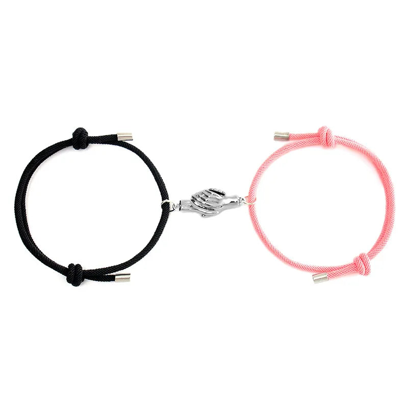 2Pcs/Set Lover Bracelet Adjustable Paired Magnet Braclet Romantic Hold Hands Couple Braslet Gift For Girlfriend Joias