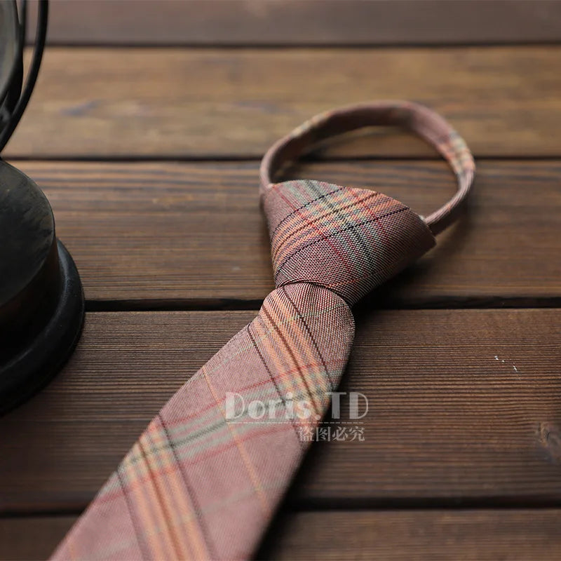 New Stripe Plaid Print 6CM Neck Tie for Gentleman Wedding Party Cravats Accessories Elastic New Fashion Male Zipper Tie