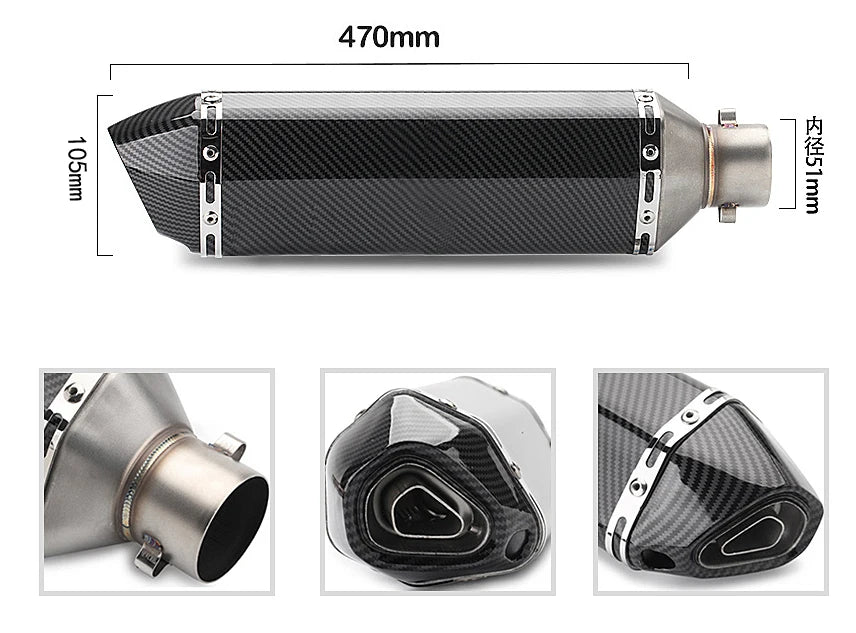 51mm Motorcycle Muffler Ak Exhaust Escape End Tail Silencer Pipe Pot DB Killer for CB400 Ninja250 MT09 Z800 R3 R25 MT07 z250