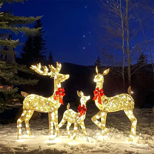 1-3Pcs Acrylic Elk Deer LED Light Reindeer Family Decor Lighted Deer Christmas Decor Bucks Light Up Indoor Outdoor Garden Yard