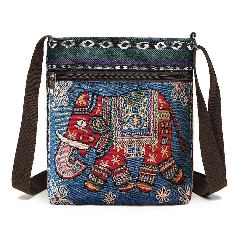 Women's Canvas Handbags Hot Sale Casual Shoulder Bag Owl Embroidered Ethnic Bag Vintage Messenger Bag Ladies Shoulder Bag