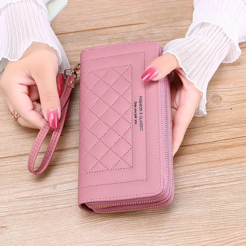 Women Long Wallet Fashion Zipper High Capacity Coin Purse Wallets Double Zipper Pu Leather Clutch Luxury Money Phone Bag