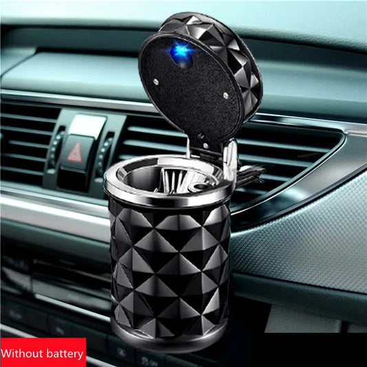 Universal Car Ashtray With LED Light Alloy Ash Tray Aluminum Cup Smokeless Portable Auto Ashtray Flame Retardant Car Accessories