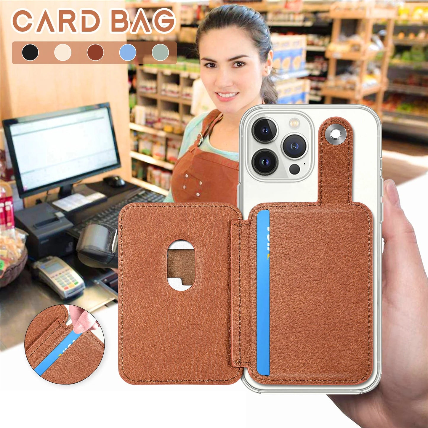 Fashion Phone Card Holder 2 Folded Cell Phone Wallet Sticker Phone Mount Wallets For Women Men