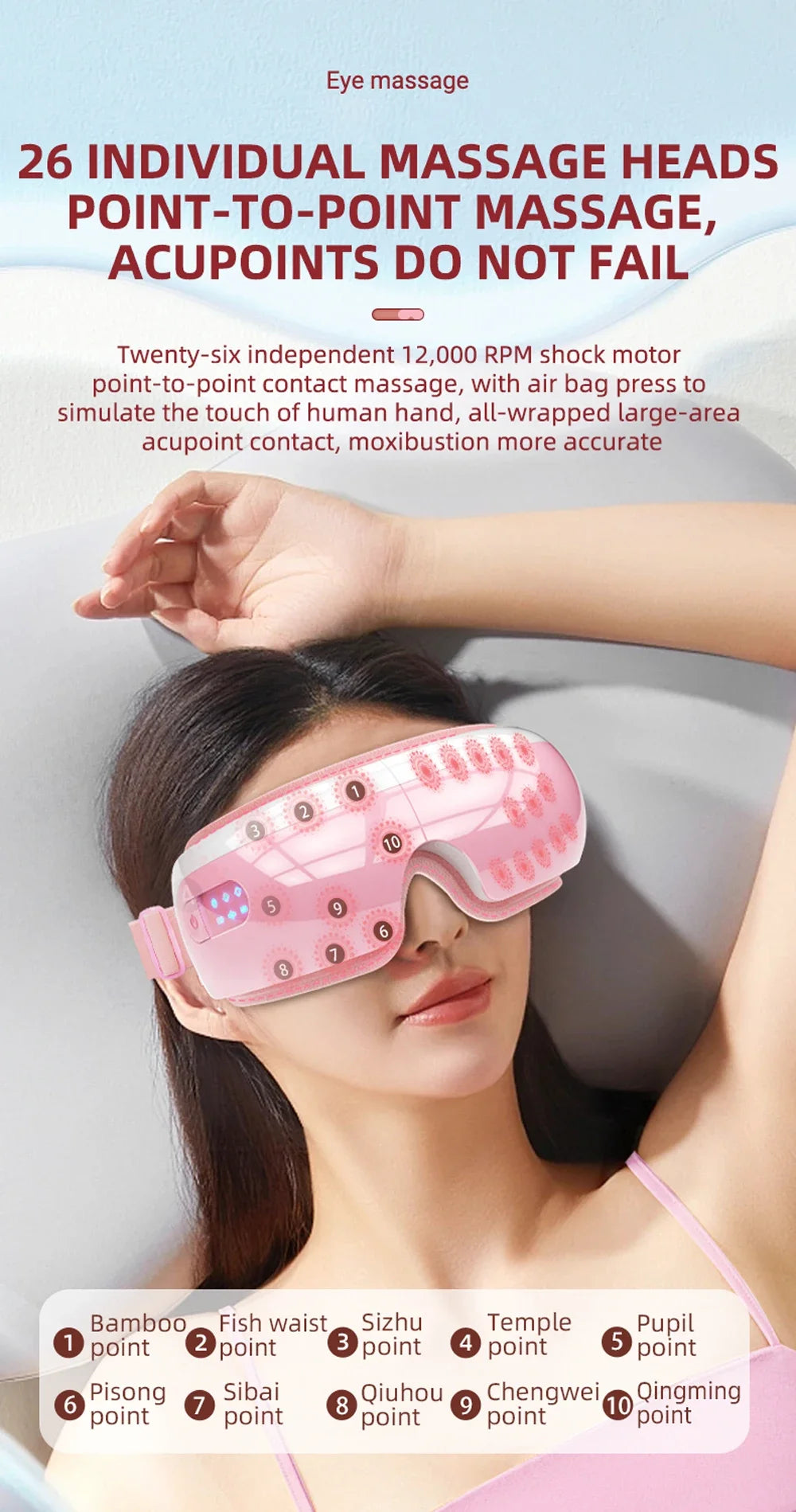 Electric Eye Massager With Heat Vibration Bluetooth Music Massage Air Bag Pressure Relax Eye Care Relief Fatigue Improve Sleep