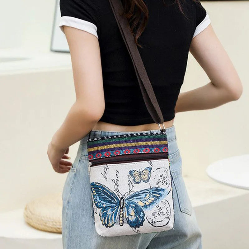 Women's Canvas Handbags Hot Sale Casual Shoulder Bag Owl Embroidered Ethnic Bag Vintage Messenger Bag Ladies Shoulder Bag