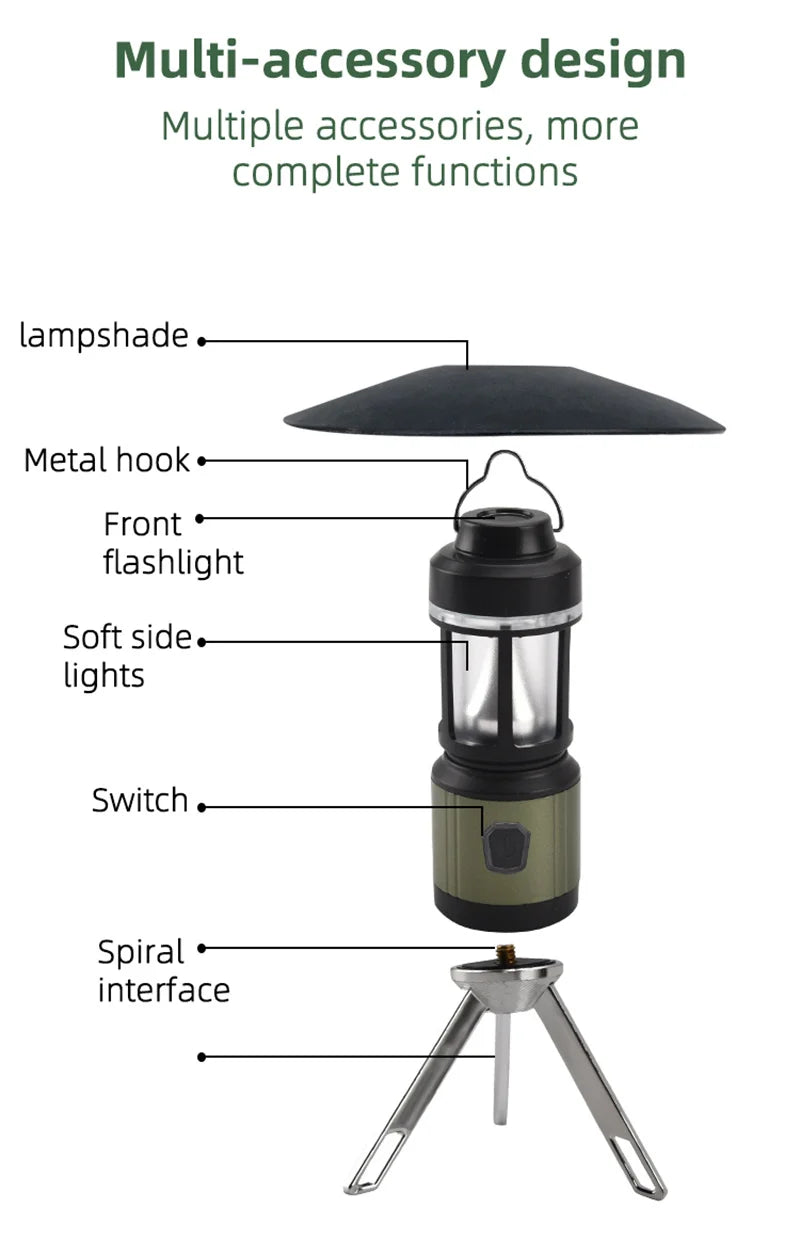 WEST BIKING Portable Camping Light Waterproof USB Rechargeable Bulb For Traveling Lantern Emergency Light Hiking Flashlight