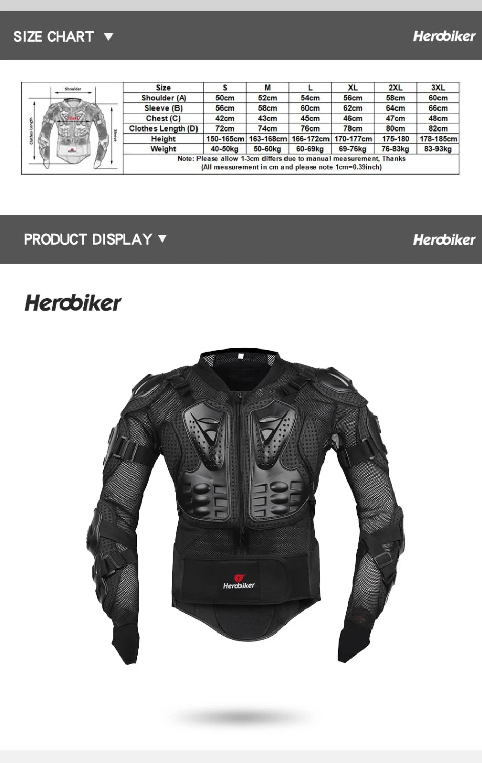 Motocross Jacket Men Body Armor Motorcycle Armor Wear-Resistant Anti-Drop Bicycle Racing Jacket Riding Motorbike Moto Protection