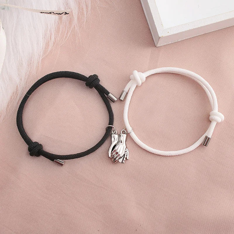 2Pcs/Set Lover Bracelet Adjustable Paired Magnet Braclet Romantic Hold Hands Couple Braslet Gift For Girlfriend Joias