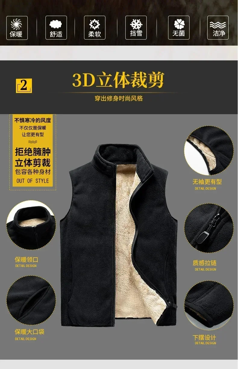 cashmere Mens Jacket Sleeveless Vest Soft Vests Casual Coats Male velvet wool vest Mens Vest Men Thicken Waistcoat Plus size 8XL