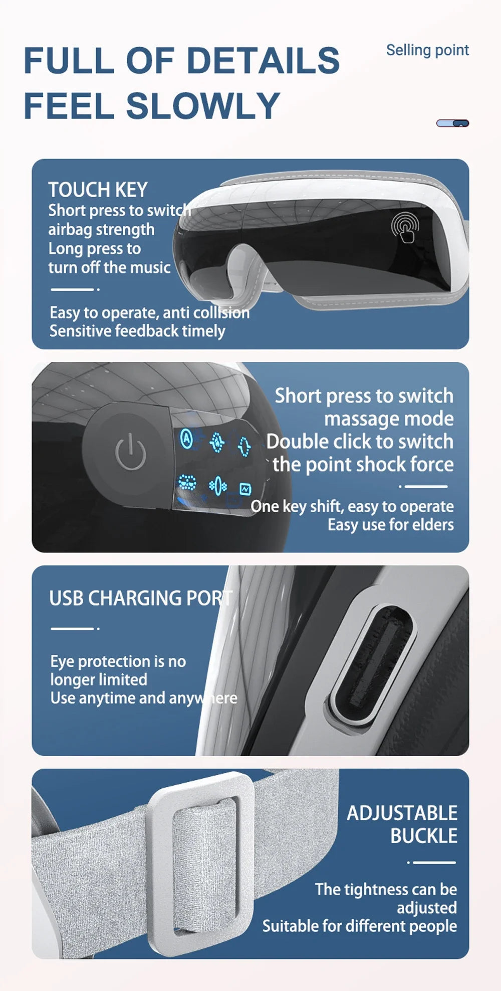 Electric Eye Massager With Heat Vibration Bluetooth Music Massage Air Bag Pressure Relax Eye Care Relief Fatigue Improve Sleep