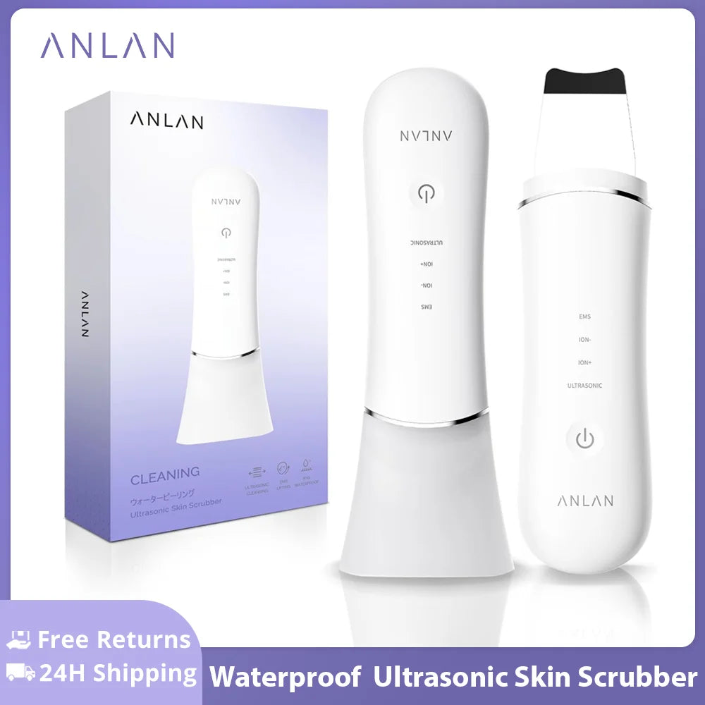 ANLAN Ultrasonic Cleaner Skin Scrubber EMS Face Lifting Skin Care IPX5 Waterproof Deep Cleaning Peeling Facial Cleaning Machine