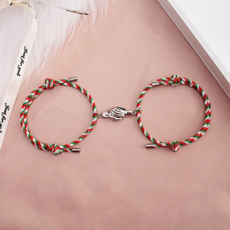 2Pcs/Set Lover Bracelet Adjustable Paired Magnet Braclet Romantic Hold Hands Couple Braslet Gift For Girlfriend Joias