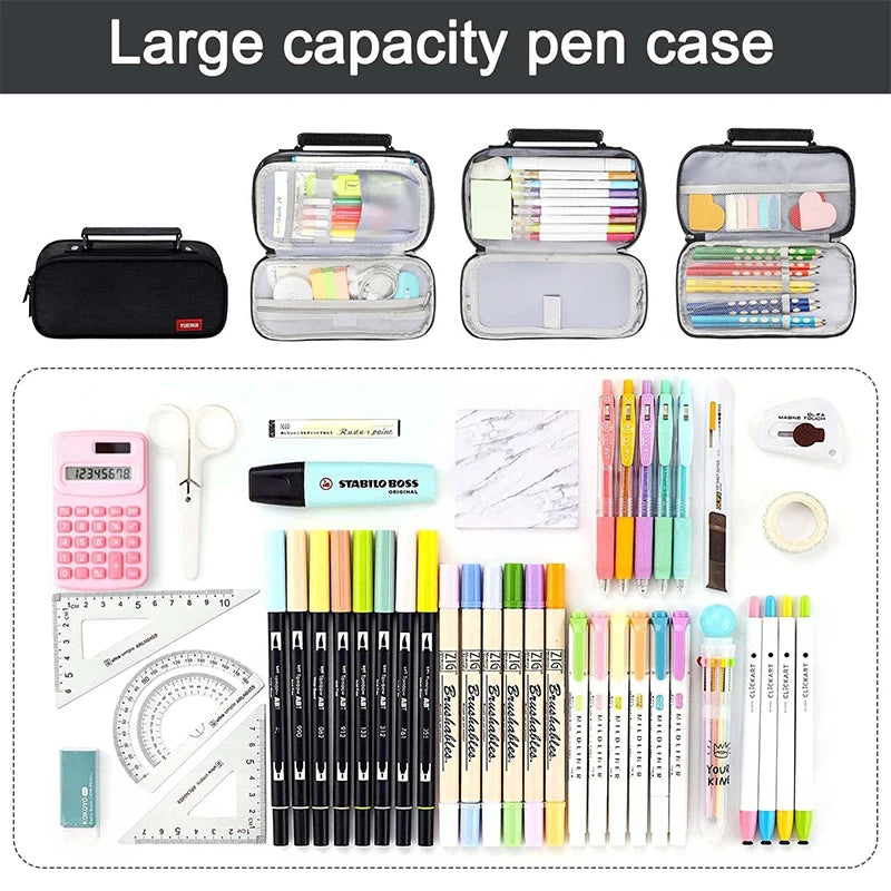 Pen Storage Bag Pencil Case 4 Layer Large Capacity Cosmetic High Quality Study Supplies Simple Student Stationary Boxes