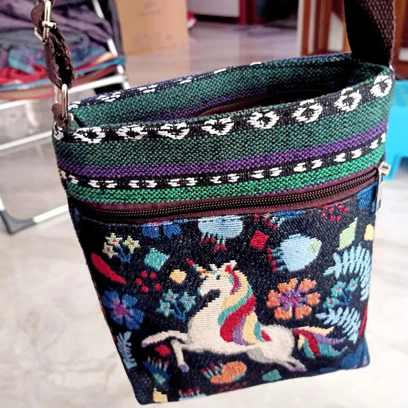 Women's Canvas Handbags Hot Sale Casual Shoulder Bag Owl Embroidered Ethnic Bag Vintage Messenger Bag Ladies Shoulder Bag