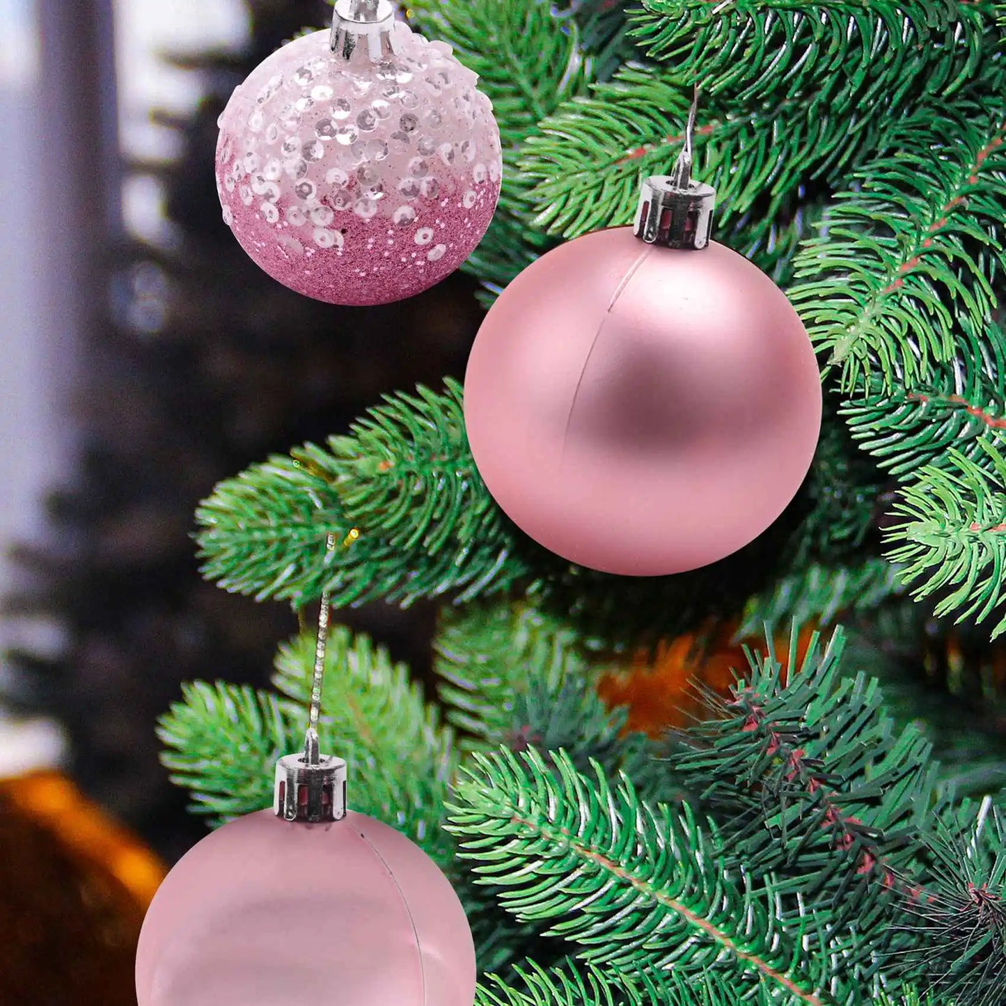 9 PCS Christmas Ball Ornaments xmas Tree Decorations Hanging Balls for Home New Year Party Decor - 2.36inch, Pink