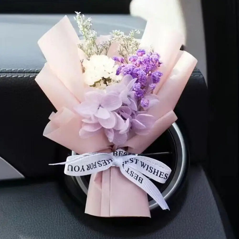 Mini Creativity Dried Flowers Bouquet Car Perfume Air Clip Ornament Bouquet Interior Car Vent Flower Accessories Eternal Q3P7