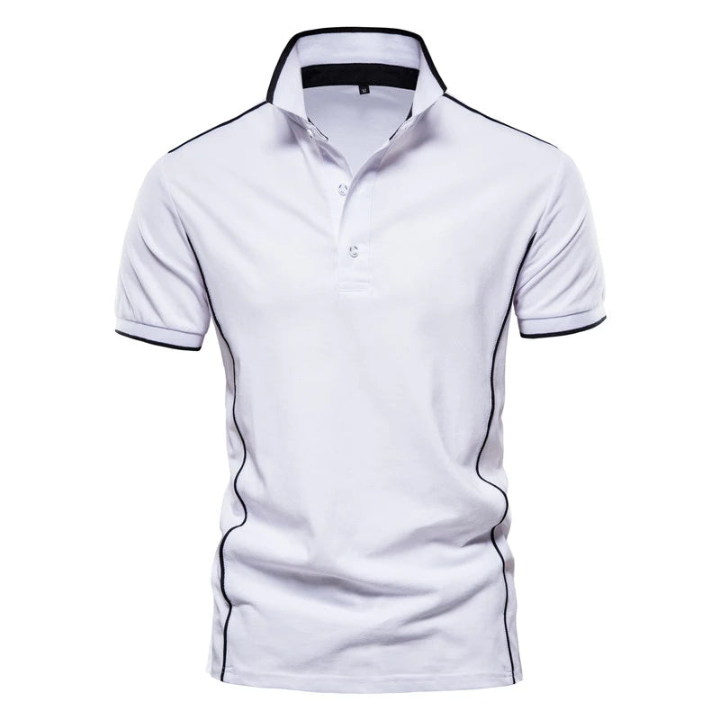 AIOPESON V Neck Polo Shirts for Men Solid Color Short Sleeve Classic Mens Polos 2022 New Summer Polo Shirt Men Clothing