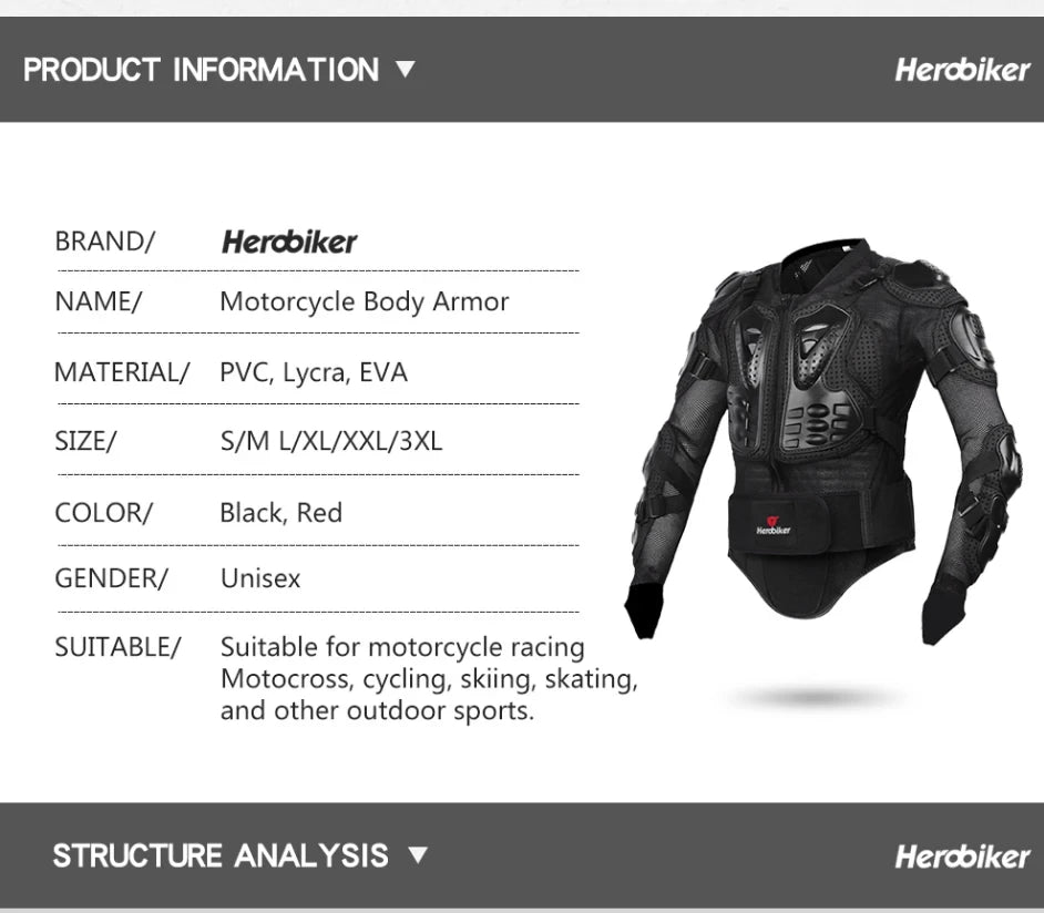 Motocross Jacket Men Body Armor Motorcycle Armor Wear-Resistant Anti-Drop Bicycle Racing Jacket Riding Motorbike Moto Protection