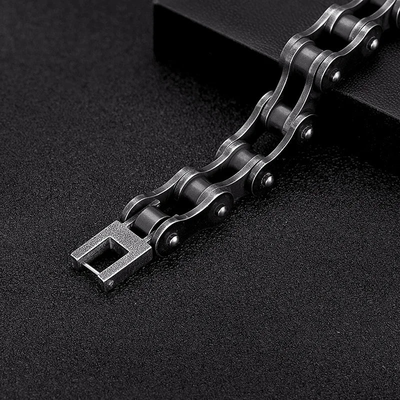 MKENDN Locomotive Men Punk Rock Bicycle Chain Bracelet Stainless Steel Mountain Bike Chain Accessory Male Gifts